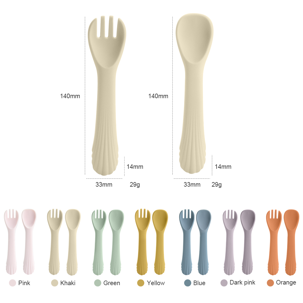 BPA Free Candy color baby Soft Food Grade silicone spoon and fork Baby Feeding Spoon Fork sets